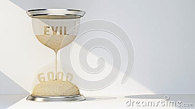 Concept hourglass with text evil and good Stock Photo