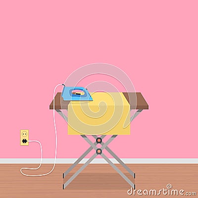 Concept of house work with ironing board and Vector Illustration