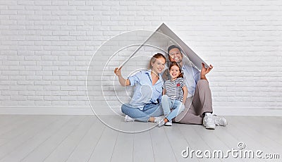 Concept housing young family. Mother father and child in new h Stock Photo