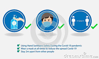 Concept How to prevent the spread virus of COVID-19 by graphics Cartoon Illustration