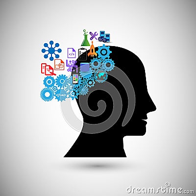 Concept of human intelligence, Brain storming, gain knowledge, Also Illustrates concept of human thinking, creativity, inspiration Stock Photo