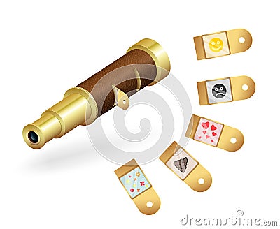 The concept of human perception filters in the form of a telescope. Vector illustration. Stock Photo