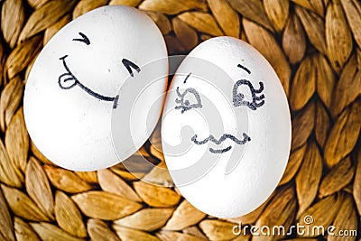 Concept human relationships and emotions eggs - flirtation Stock Photo