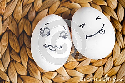 Concept human relationships and emotions eggs - flirtation Stock Photo