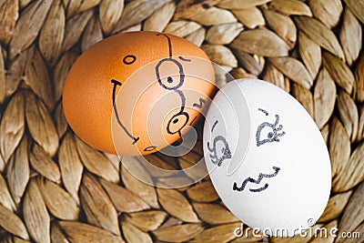 Concept human relationships and emotions eggs - flirtation Stock Photo