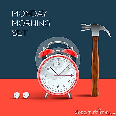 Concept - I hate monday morning Vector Illustration