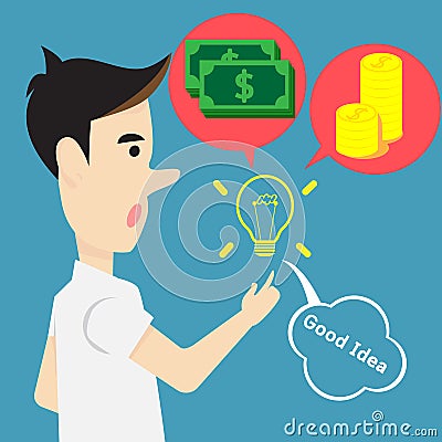 Concept idea creativity for money and success Vector Illustration