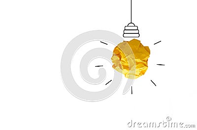 concept idea crumpled Paper Light Bulb on white backgournd Stock Photo