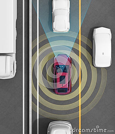 Concept illustration for autonomous car Cartoon Illustration