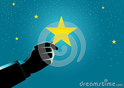 Businessman hand picking up a star Vector Illustration