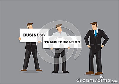 Concept illustration of a company staffs showing the boss the future direction of the company Vector Illustration