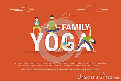 Concept illustration of family yoga Vector Illustration