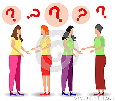 Concept illustration of people frequently asked questions, waiting to be answered, answer to the metaphor of the Vector Illustration
