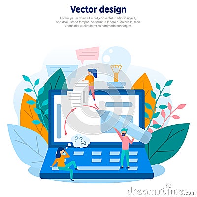 Concept illustrations of graphic design, freelance, vector graphics, graphic studio, web design, online work, internet design. Col Vector Illustration