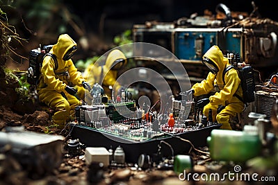 Concept image about how electronics can be hazardous to our environment if not recycled properly. Stock Photo