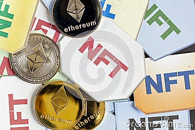 A concept image for investing in Non Fungible Tokens NFTs through Ethereum blockchain Editorial Stock Photo