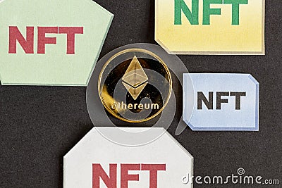 A concept image for investing in Non Fungible Tokens NFTs through Ethereum blockchain Editorial Stock Photo