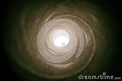 Concept image of seeing the Light at the End of the Tunnel. sci fi or mystery , vintage tones Stock Photo
