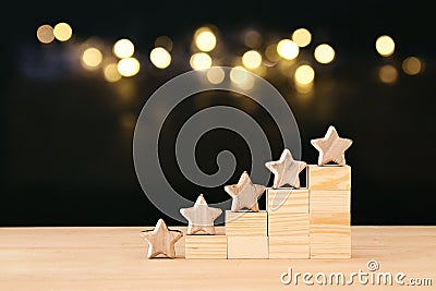 concept image of setting a five star goal. increase rating or ranking, evaluation and classification idea. Stock Photo