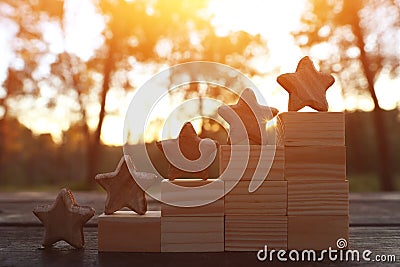 concept image of setting a five star goal. increase rating or ranking, evaluation and classification idea Stock Photo