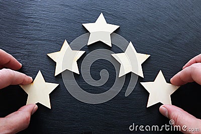 concept image of setting a five star goal. increase rating or ranking, evaluation and classification idea Stock Photo