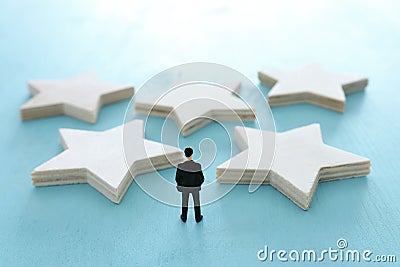 concept image of setting a five star goal. increase rating or ranking, evaluation and classification idea Stock Photo