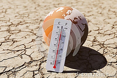 Concept image of the temperature rising due to the global abnormal high temperature phenomenon, 3d rendering Stock Photo