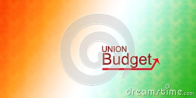 Concept of Indian Union Budget printed on Indian Flag like background Stock Photo