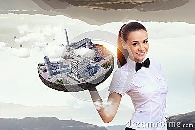 Concept of industrial construction. Mixed media . Mixed media Stock Photo