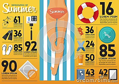 The concept of infographics for summer travel planning. Vector. Vector Illustration
