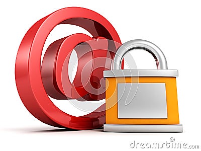 Concept internet security: red at e-mail symbol with padlock Stock Photo