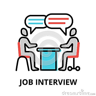 Concept of Job Interview icon, modern flat thin line design vector illustration Vector Illustration