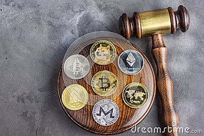 Concept law judge image for cryptocurrency Editorial Stock Photo