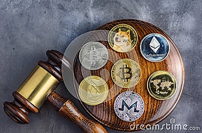 Concept law judge image for cryptocurrency Editorial Stock Photo