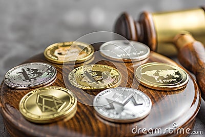 Concept law judge image for cryptocurrency Editorial Stock Photo