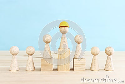 Concept of leadership and forwarding ahead. group of figures and manager Stock Photo
