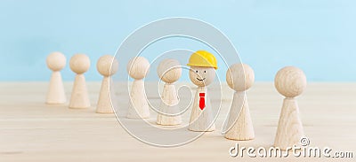 Concept of leadership and forwarding ahead. group of figures and manager Stock Photo