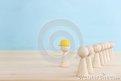 Concept of leadership and forwarding ahead. group of figures and manager Stock Photo