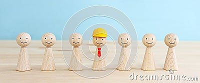 Concept of leadership and forwarding ahead. group of figures and manager Stock Photo