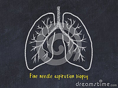 Concept of learning lung diseases. Chalk drawing of lungs with inscription Stock Photo