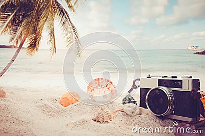 The concept of leisure travel in the summer on a tropical beach seaside Stock Photo