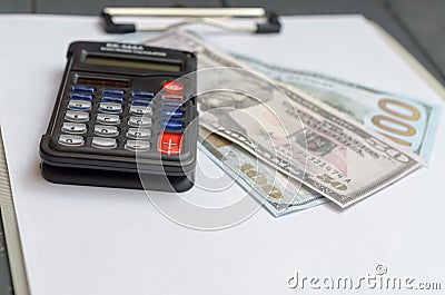 The concept of lending. Money, calculator. Stock Photo