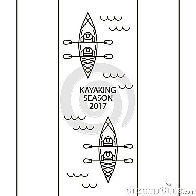 Concept of linear icons of kayaks Vector Illustration