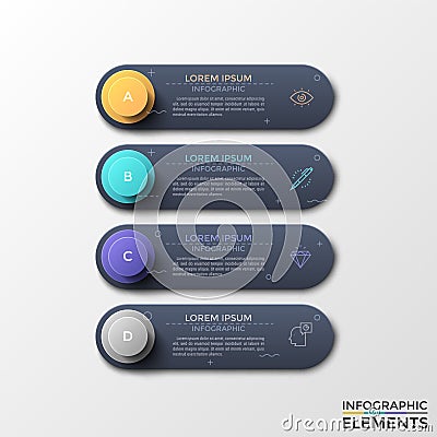 Concept of list or user menu with 4 options Vector Illustration