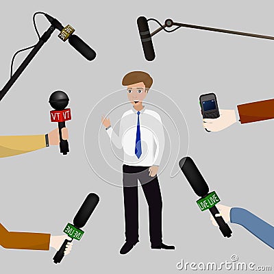 Concept live news, reports, interviews Stock Photo