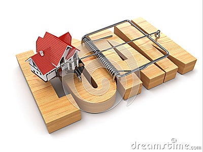 Concept of loan. House and mousetrap. Stock Photo