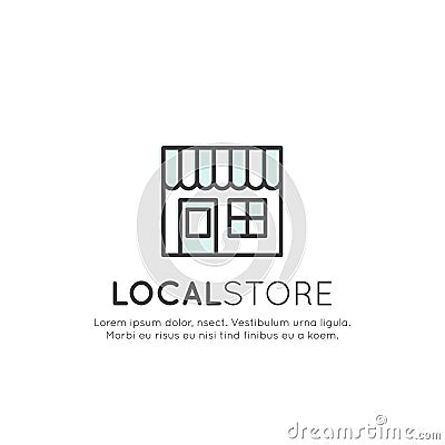 Concept of Local Store, Supermaket, Eco Goods Service Company Stock Photo
