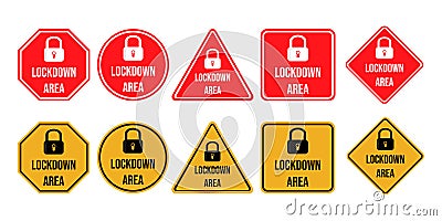 concept of the lockdown symbol for the coronavirus area. Used to provide information that the area is in lockdown Vector Illustration