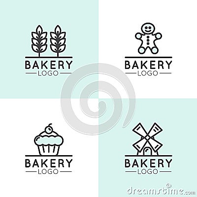 Concept Logo of Bakery, Mill, Bread Product, Store or Market, Isolated Symbols for Web and Mobile, Wheat Spike Stock Photo