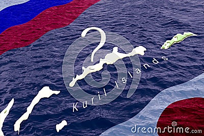 Concept of a long territorial dispute and negotiations between Russia and Japan over the ownership of the Kuril Islands. Russian Stock Photo